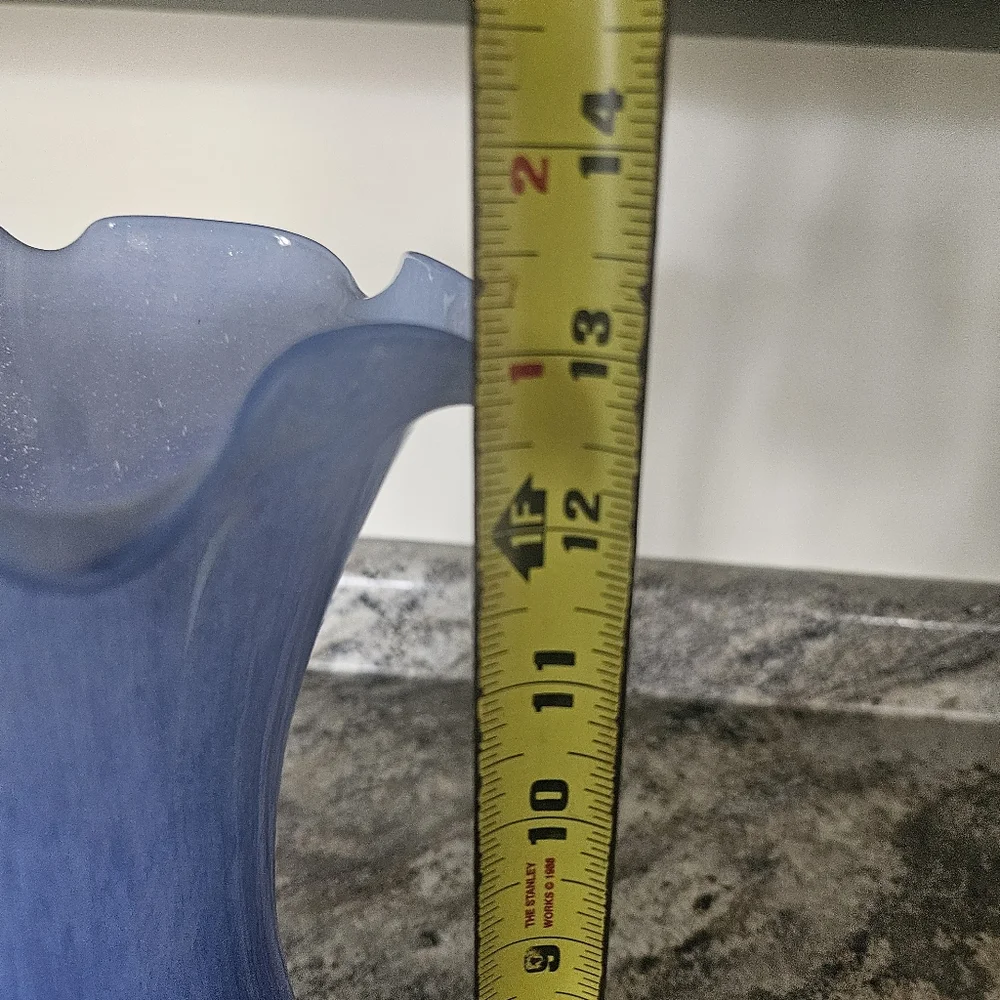 Murano Hand Blown Glass Vase Periwinkle Blue 13
